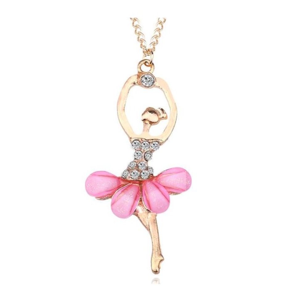 Ballerina Pink Tutu Ballet Dancing Girl Necklace